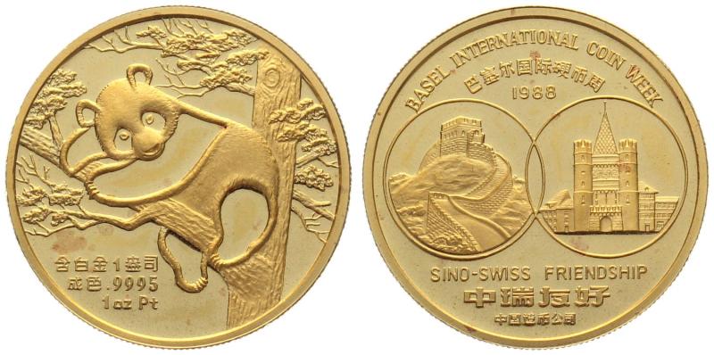 China Panda 1988 Basel Coin Week - 1 Unze Feingold